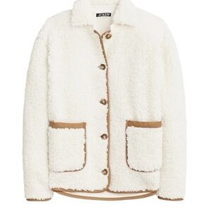 J. Crew Women's Sherpa Barn Jacket White with Tan Accents